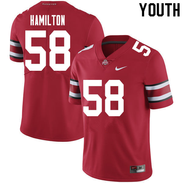 Ohio State Buckeyes Ty Hamilton Youth #58 Red Authentic Stitched College Football Jersey